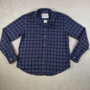 Frank & Eileen Paul Mens Blue Plaid Italian Cotton Button Down‎ Shirt Large